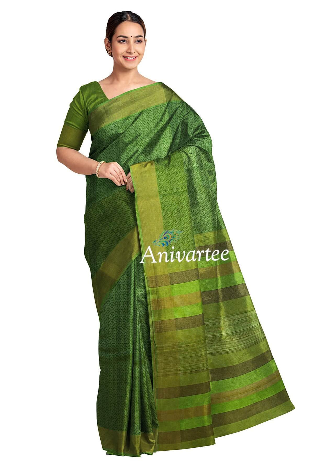 Handloom  desi tussar silk brocade saree - Anivartee