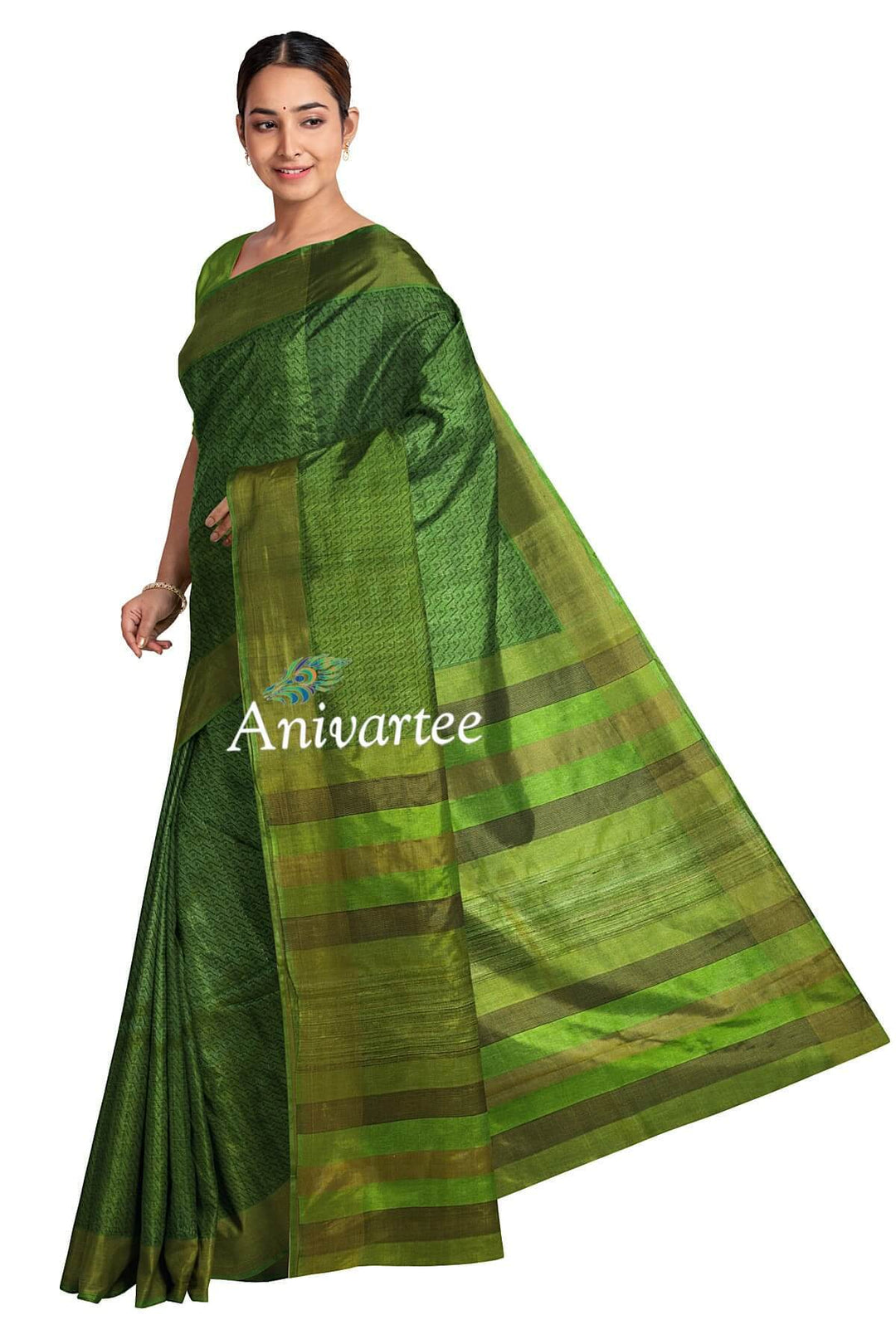 Handloom  desi tussar silk brocade saree - Anivartee
