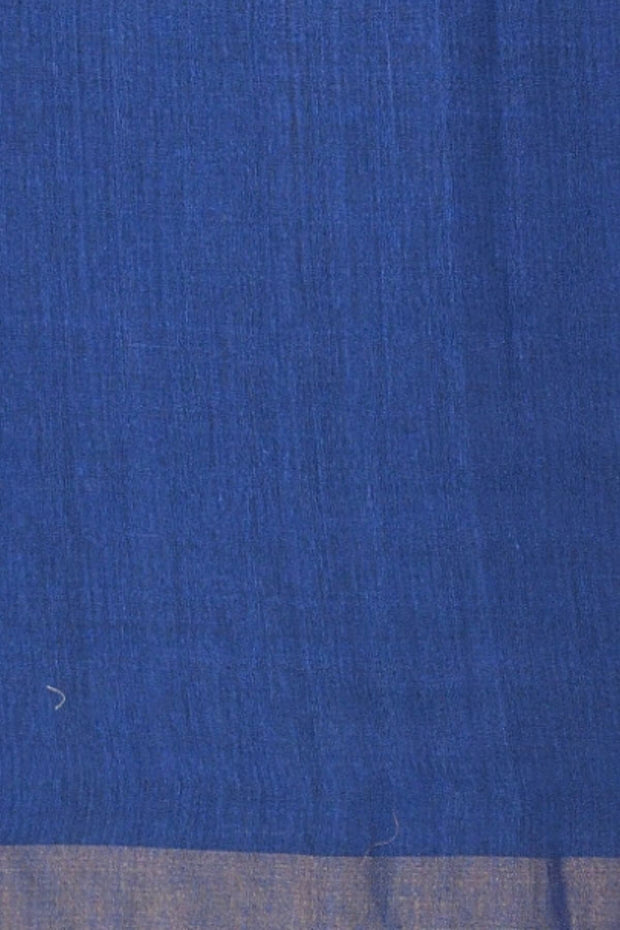 Handloom desi tussar silk saree in blue in self stripes - Anivartee