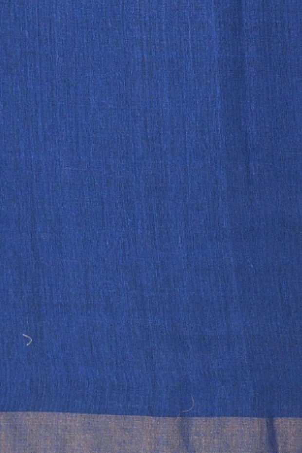 Handloom desi tussar silk saree in blue in self stripes - Anivartee