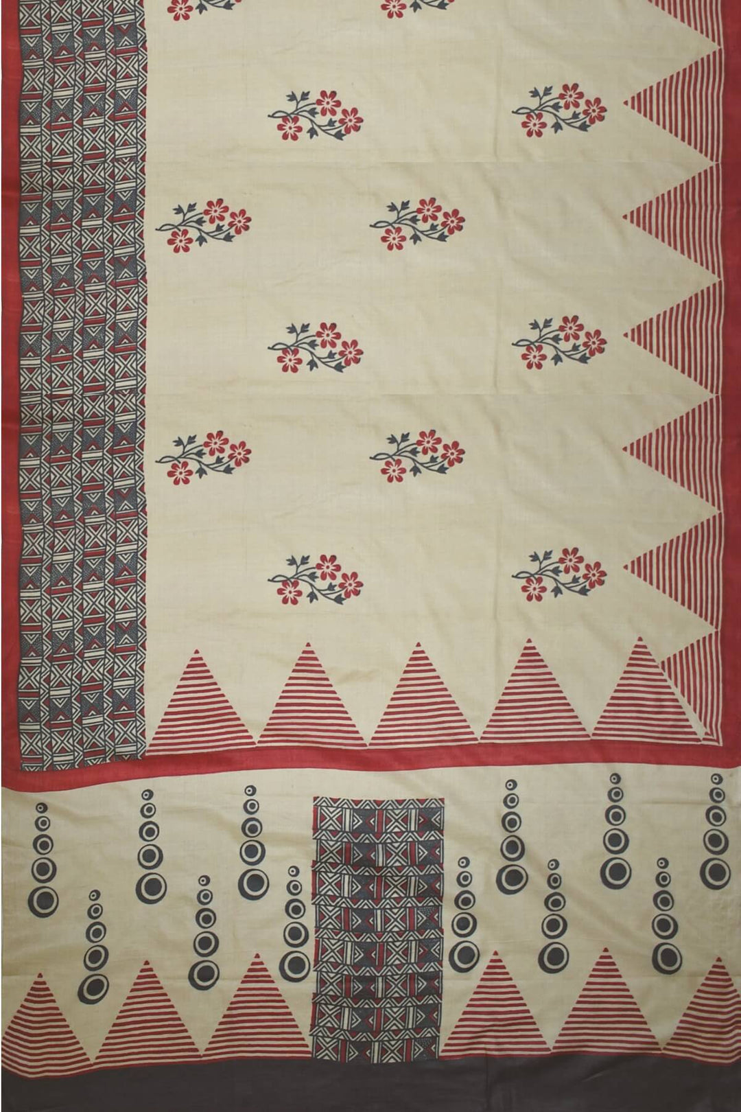 Handloom desi tussar pure silk printed saree with floral pattern