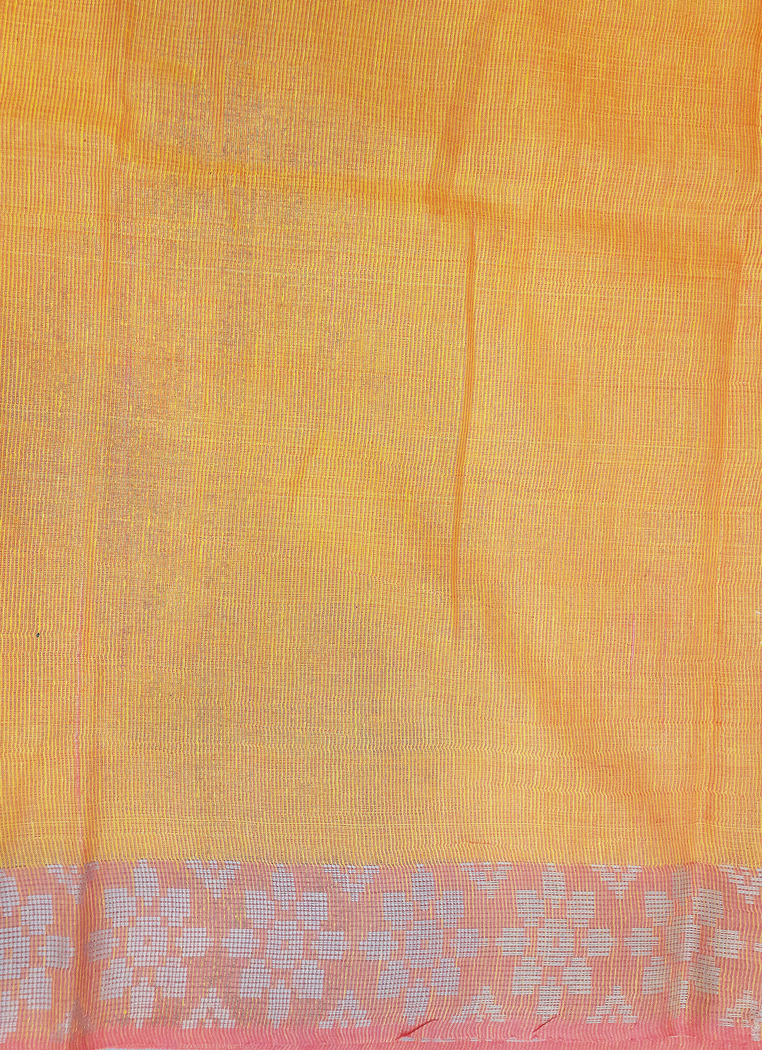 Handloom desi tussar pure silk saree in yellow with floral pattern in border