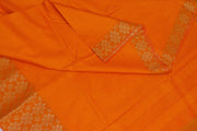 Handloom desi tussar pure silk saree in orange with floral pattern in border