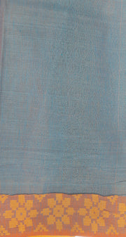 Handloom desi tussar pure silk saree in blue with floral pattern in border