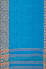 Handloom desi tussar pure silk saree in blue with floral pattern in border