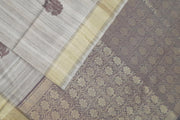 Desi tussar pure silk saree in snuff colour floral motifs on the body