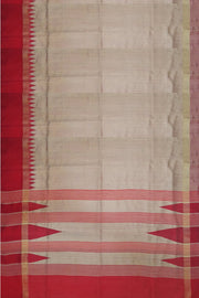 Desi tussar pure silk saree in dupion finish in beige with temple border .