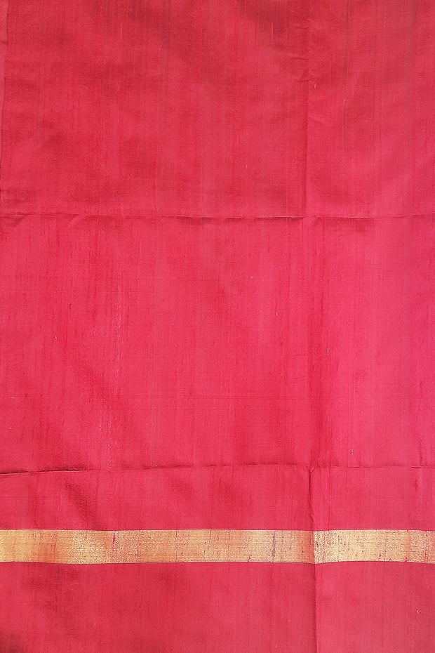 Desi tussar pure silk saree in dupion finish in blue with Ganga Jamuna temple border .