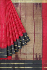 Desi tussar pure silk saree in dupion finish in red
