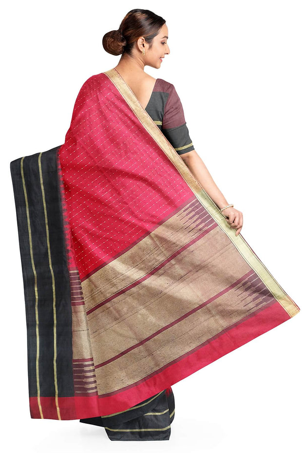 Desi tussar pure silk saree in dupion finish in red