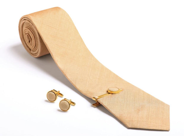 Golden Knot - Singular , Sophisticated  & Stylish pure silk tie with tie pin  and cuff links
