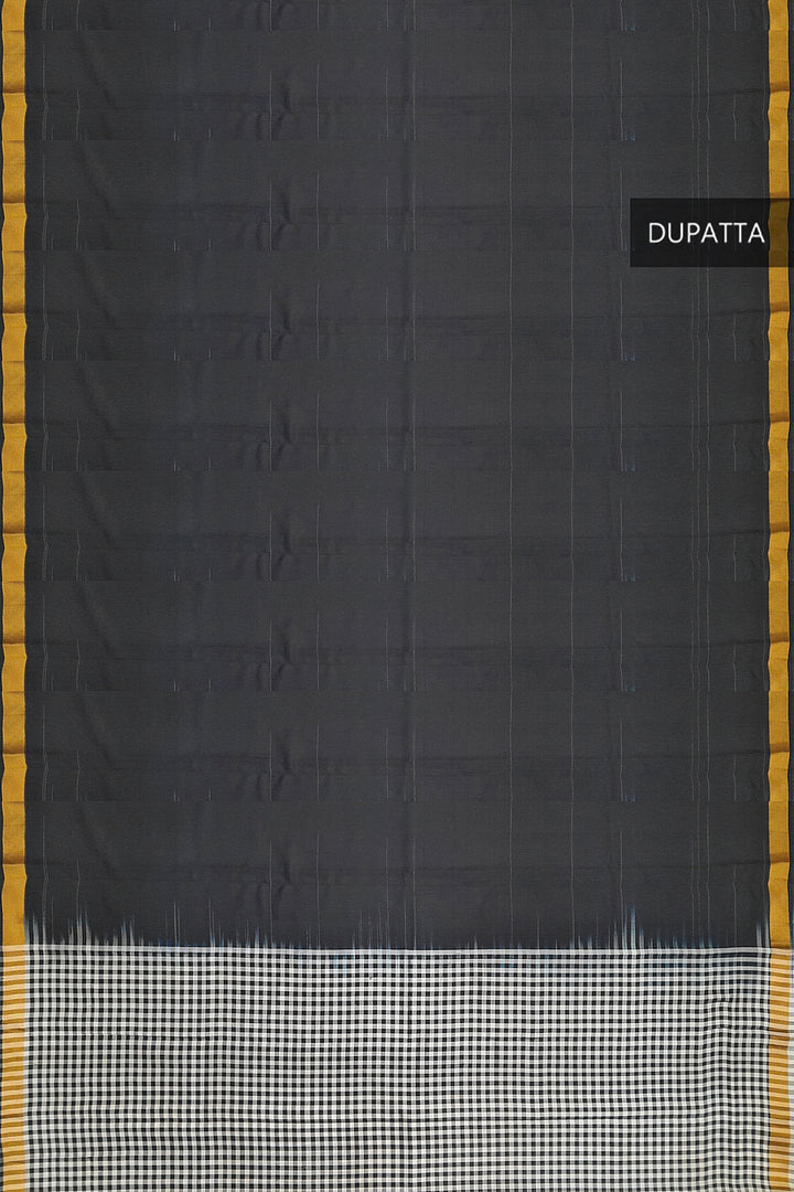 Pure silk salwar suit 2 piece material in in white & black checks