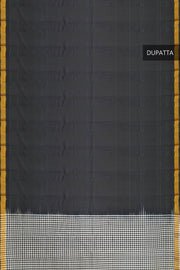 Pure silk salwar suit 2 piece material in in white & black checks