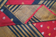 Handwoven Uppada pure silk saree with striped tissue borders