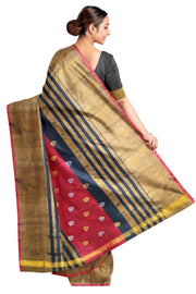 Handwoven Uppada pure silk saree with striped tissue borders