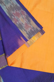 Handloom Uppada silk cotton saree in peach & blue