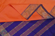 Handloom Uppada silk cotton saree in peach & blue