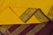 Handloom Uppada silk cotton saree in yellow  & brown