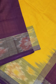 Handloom Uppada silk cotton saree in yellow  & brown