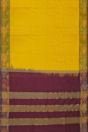 Handloom Uppada silk cotton saree in yellow  & brown