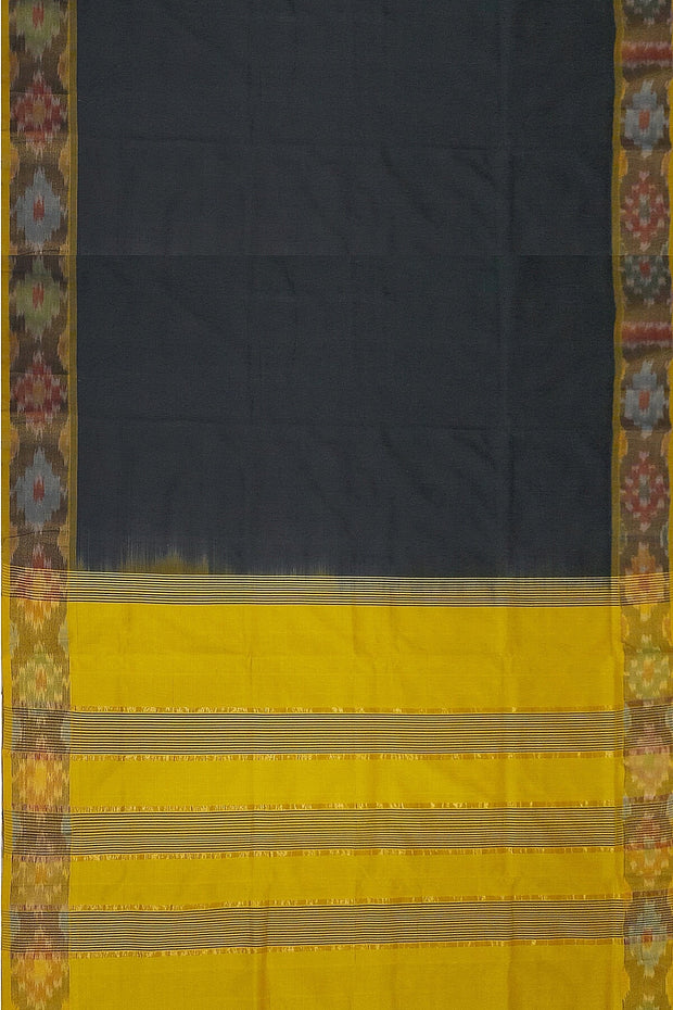 Handloom Uppada silk cotton saree in Black & yellow