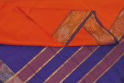 Handloom Uppada silk cotton saree in  Orange & Blue