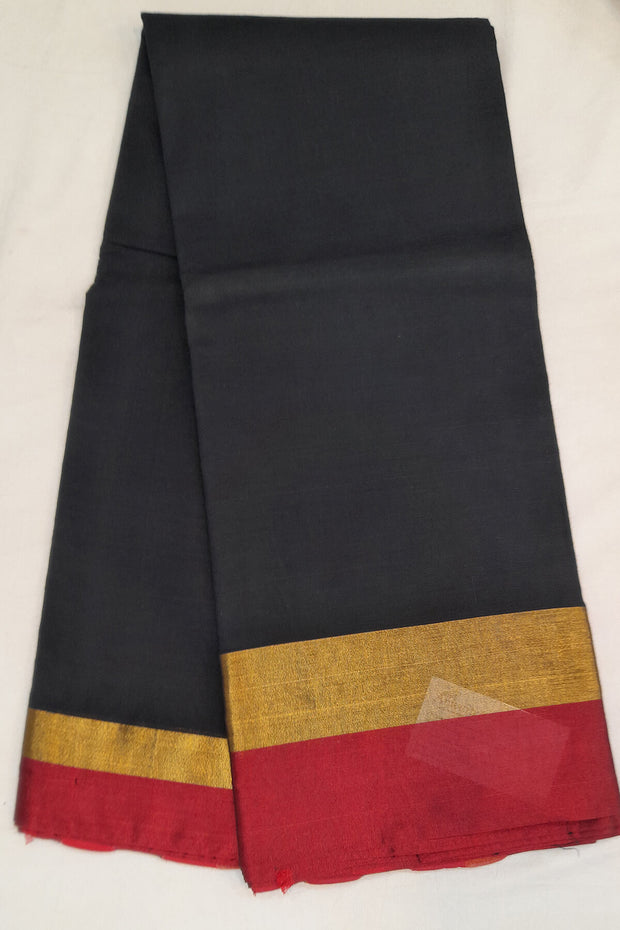 Handloom Uppada pure cotton saree in black with double border