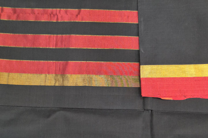 Handloom Uppada pure cotton saree in black with double border