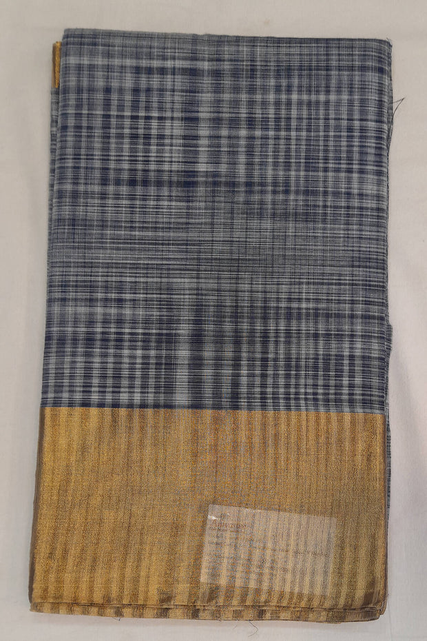 Handloom Uppada pure cotton saree in blue & white check
