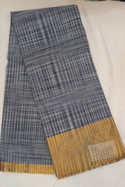 Handloom Uppada pure cotton saree in blue & white check