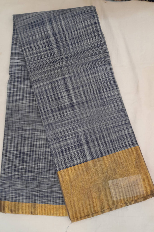 Handloom Uppada pure cotton saree in blue & white check