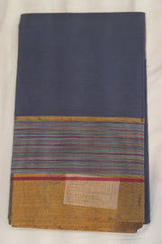 Handloom Uppada pure cotton saree in bluish grey with striped pallu