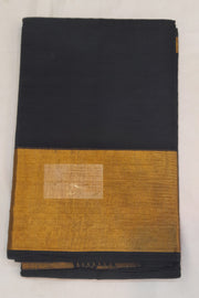 Handloom Uppada pure cotton saree in black with  6 inch border