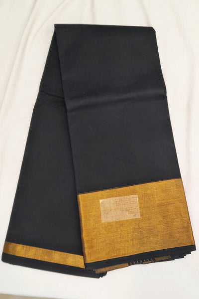 Handloom Uppada pure cotton saree in black with  6 inch border