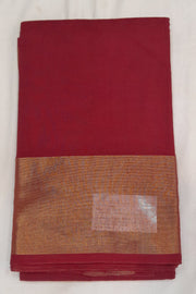 Handloom Uppada pure cotton saree in maroon with  6 inch border
