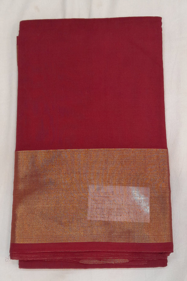 Handloom Uppada pure cotton saree in maroon with  6 inch border