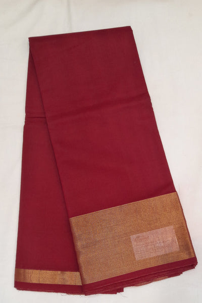 Handloom Uppada pure cotton saree in maroon with  6 inch border