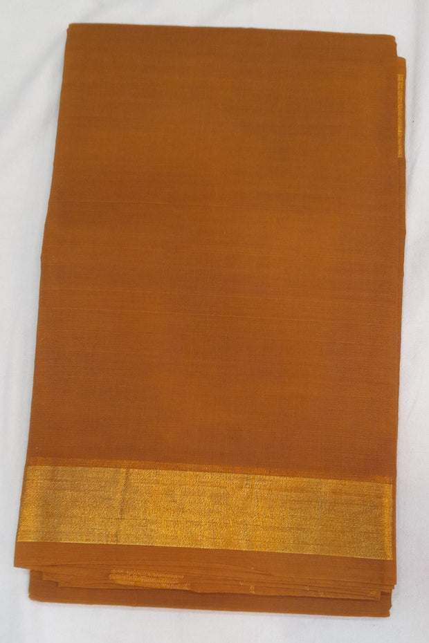 Handloom Uppada pure cotton saree in oak brown with 3 inch border without blouse