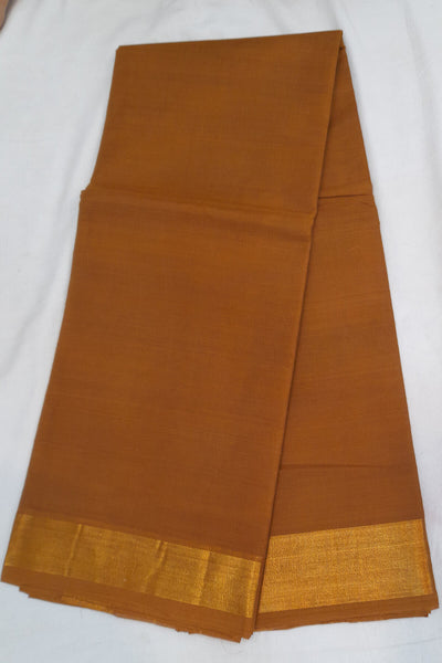 Handloom Uppada pure cotton saree in oak brown with 3 inch border without blouse