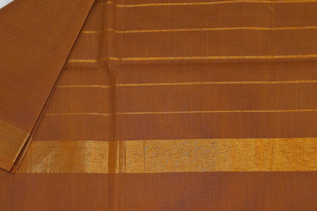 Handloom Uppada pure cotton saree in oak brown with 3 inch border without blouse