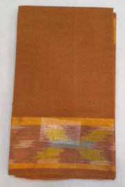 Handloom Uppada pure cotton saree in brown with ikat patterned border